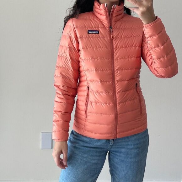 Patagonia Down Sweater Jacket Womens XS Puffer Quilted 800 Fill Goose Rare Melon - Picture 1 of 16